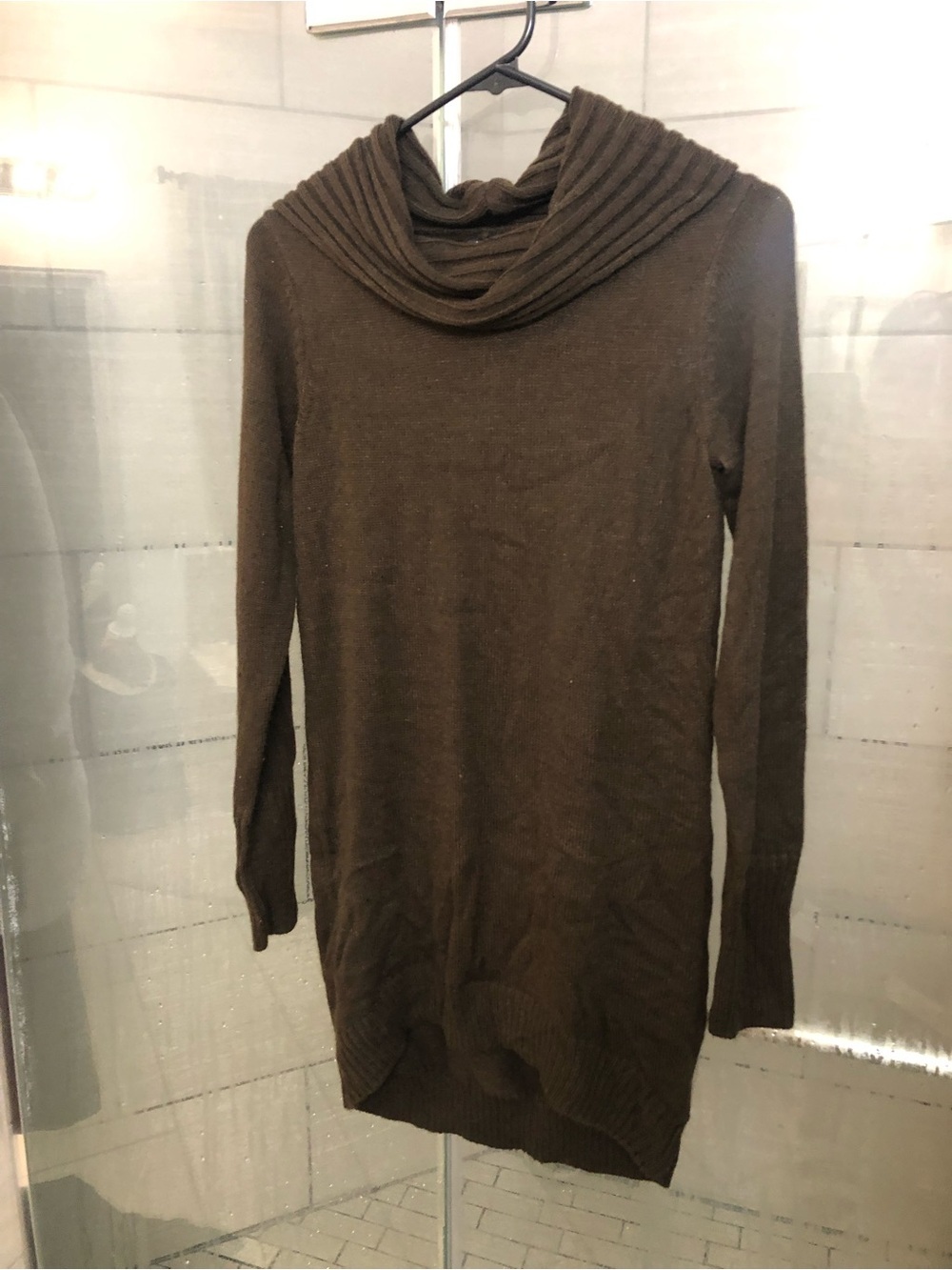 Harve Benard Brown Cowl Neck Sweater Dress - Picture 5 of 6